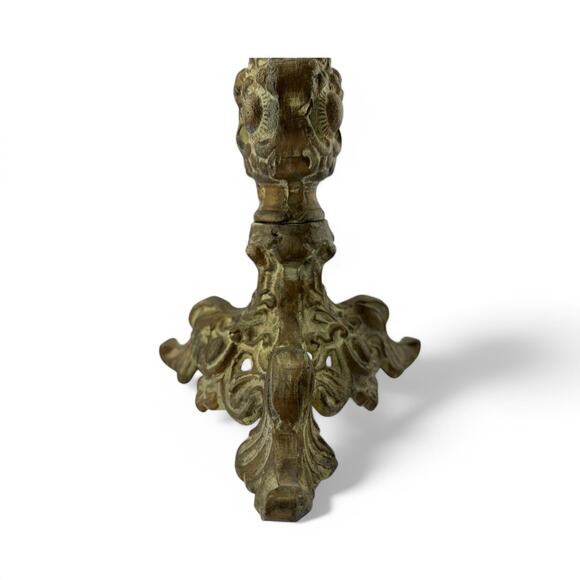 Antique French Gilt Brass & Crystal Prism Candle Holder – Rococo Style - Picture 14 of 16